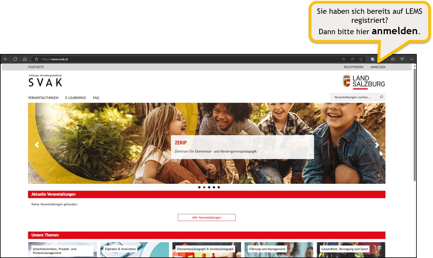 Anleitung Anmeldung Schritt 1
