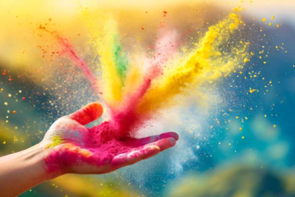 Farbexplosion aus einer Hand